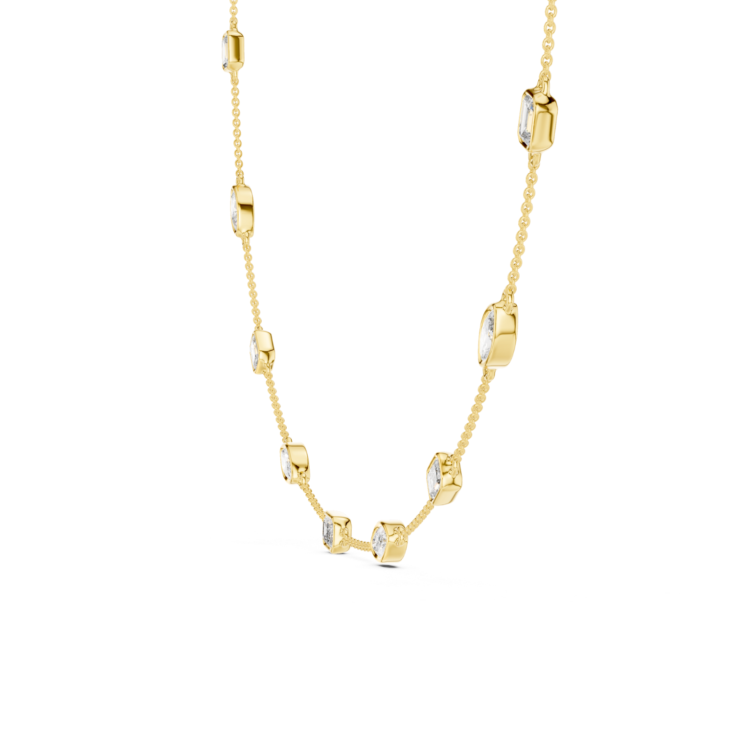 Bezel-Set Diamond Station Necklace
