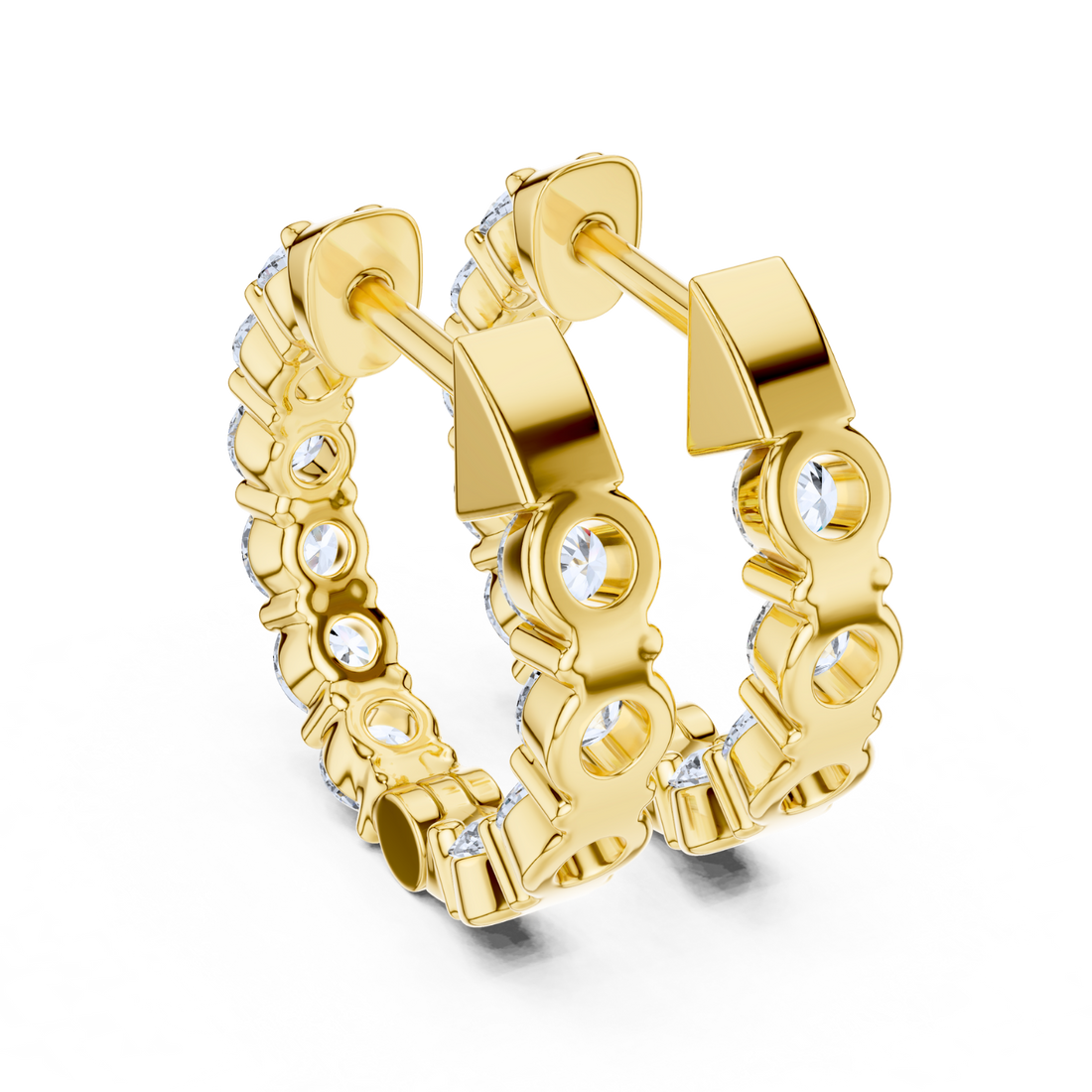 Single Row Vault Lock Diamond Earring Hoops