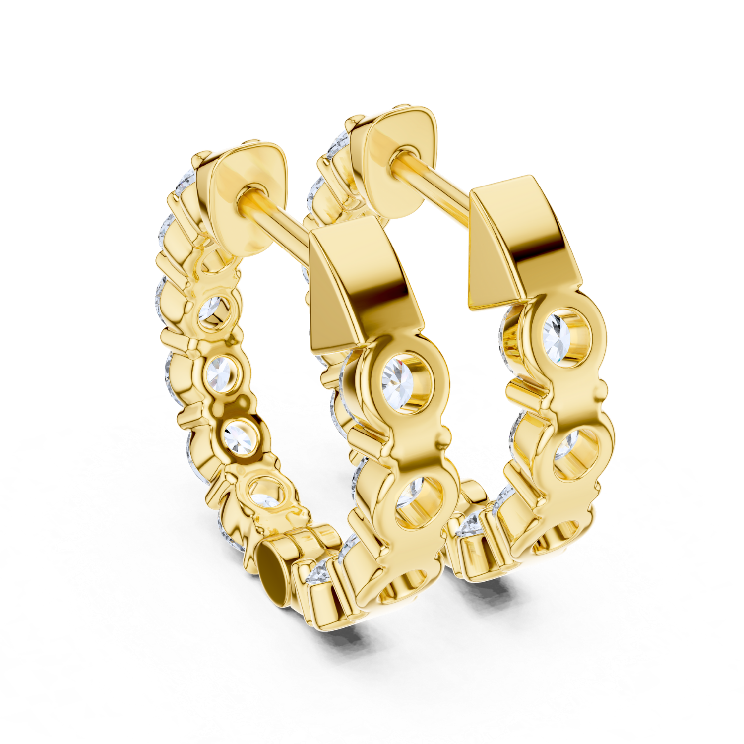 Single Row Vault Lock Diamond Earring Hoops