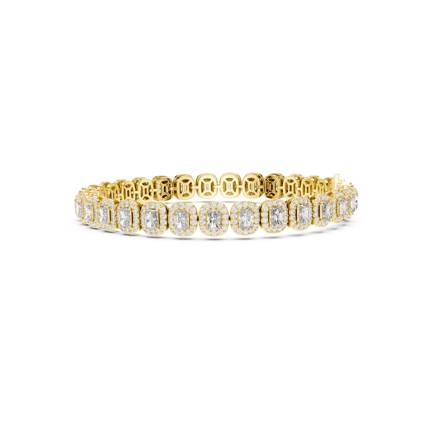 Radiant-Cut Diamond Halo Tennis Bracelet