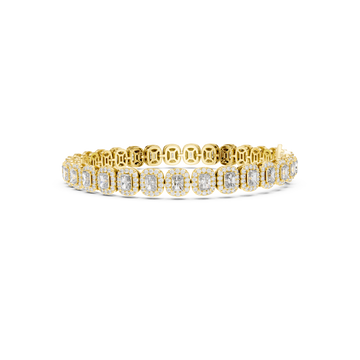 Radiant-Cut Diamond Halo Tennis Bracelet