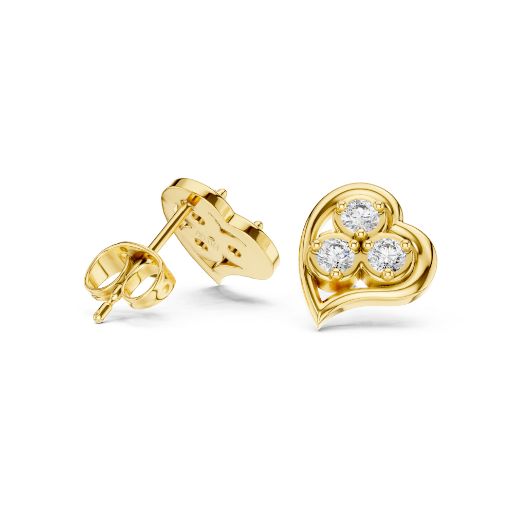 Trinity Heart Diamond Stud Earrings