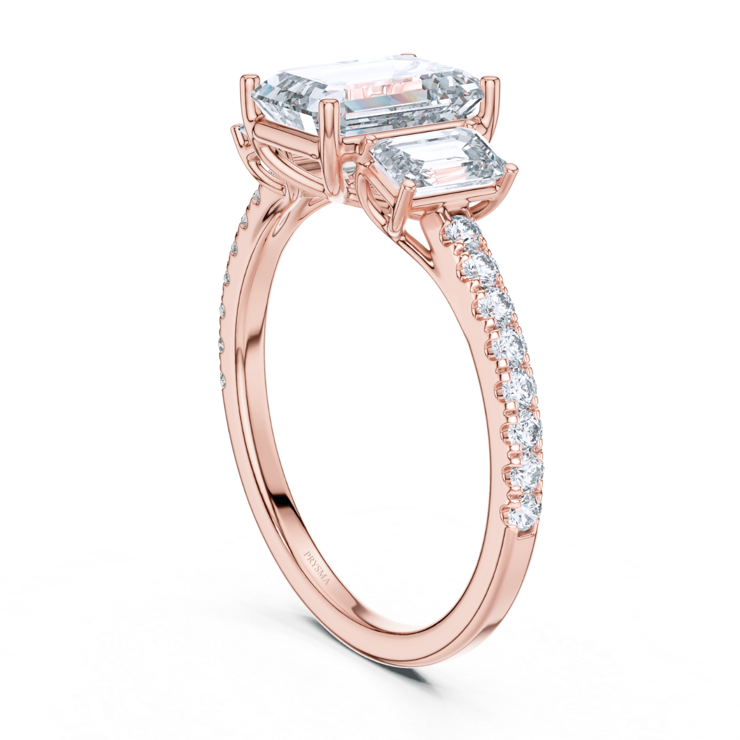 Regal Brilliance Emerald-Cut Three-Stone Ring