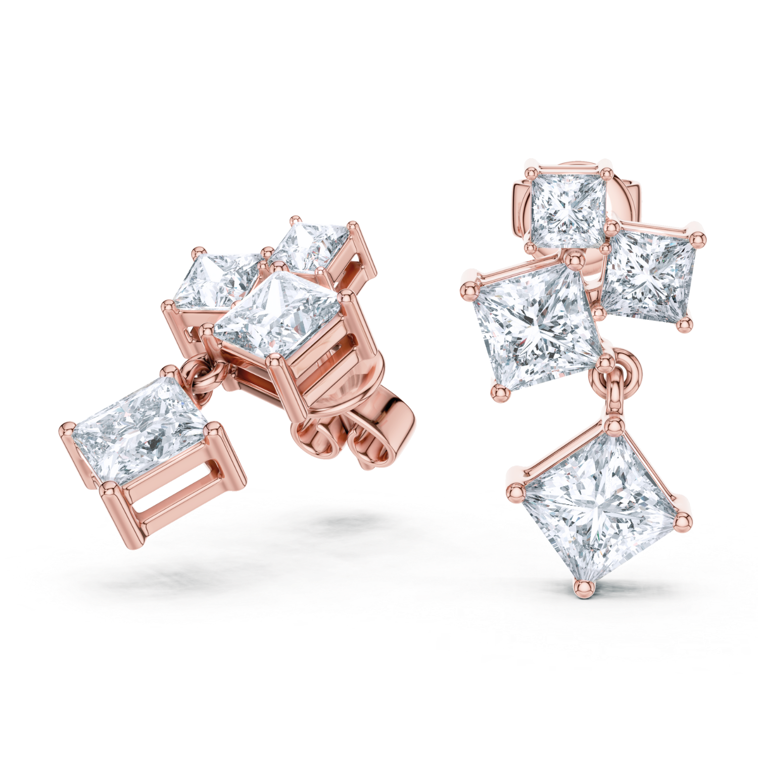 Regal Radiance Princess-Cut Earrings