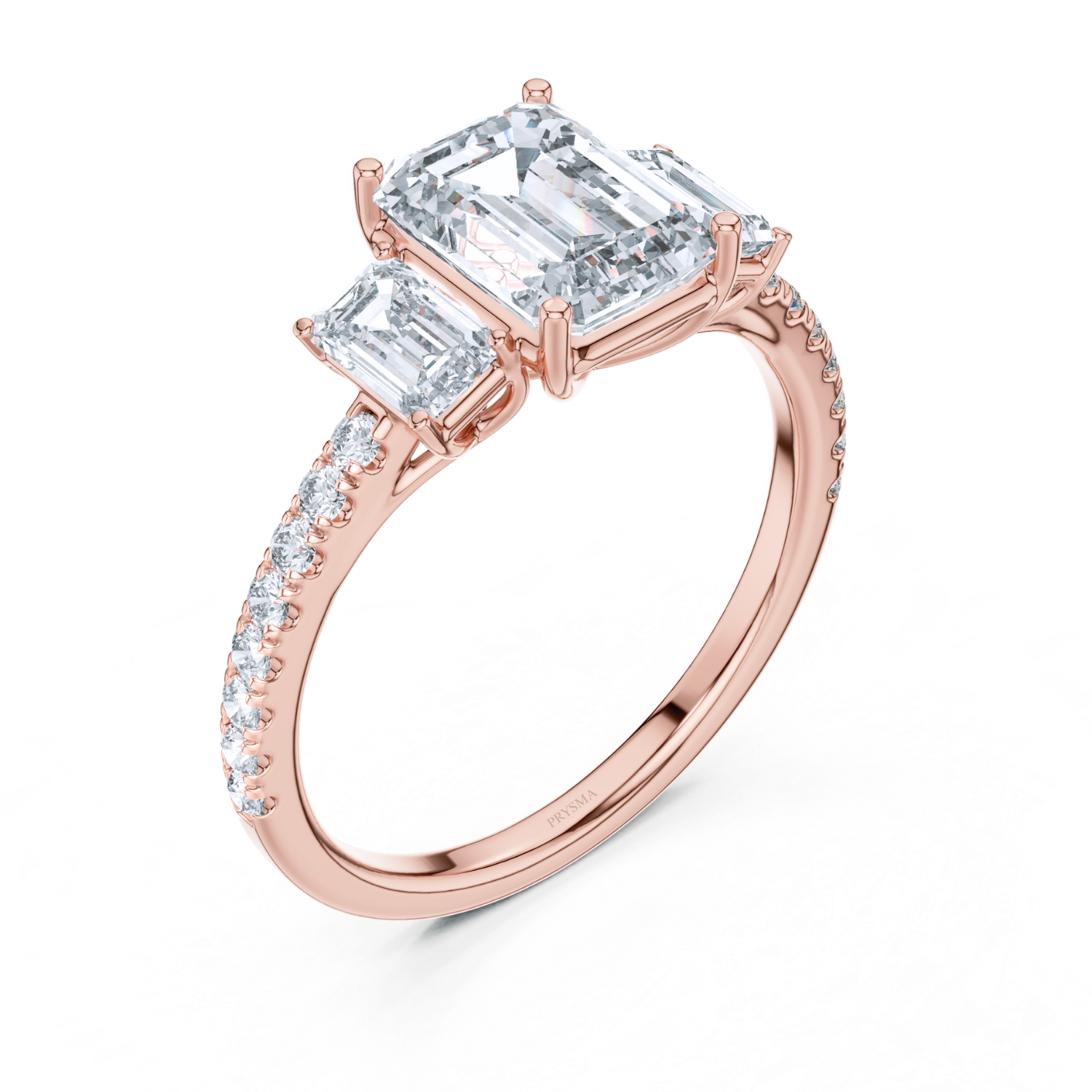 Regal Brilliance Emerald-Cut Three-Stone Ring