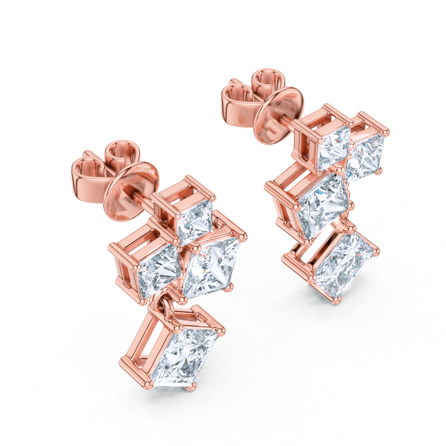 Regal Radiance Princess-Cut Earrings