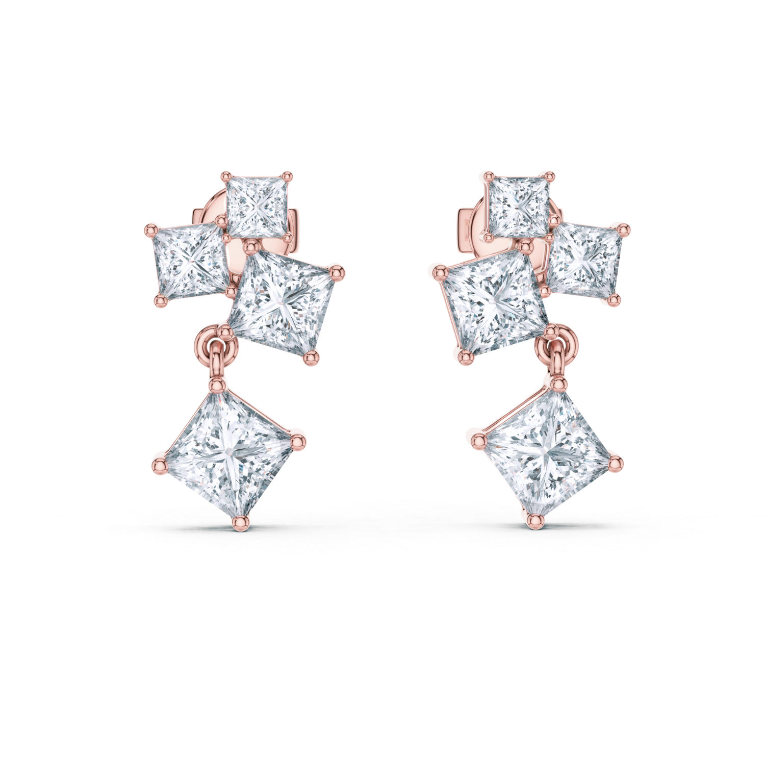 Regal Radiance Princess-Cut Earrings