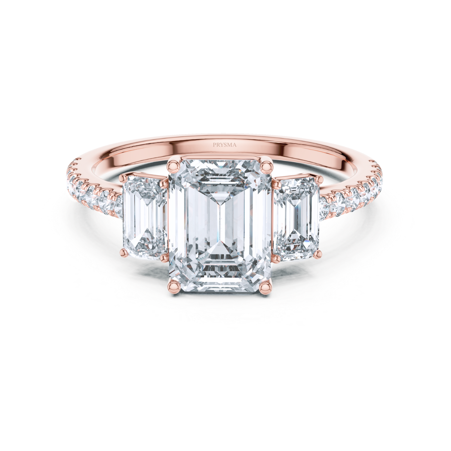 Regal Brilliance Emerald-Cut Three-Stone Ring