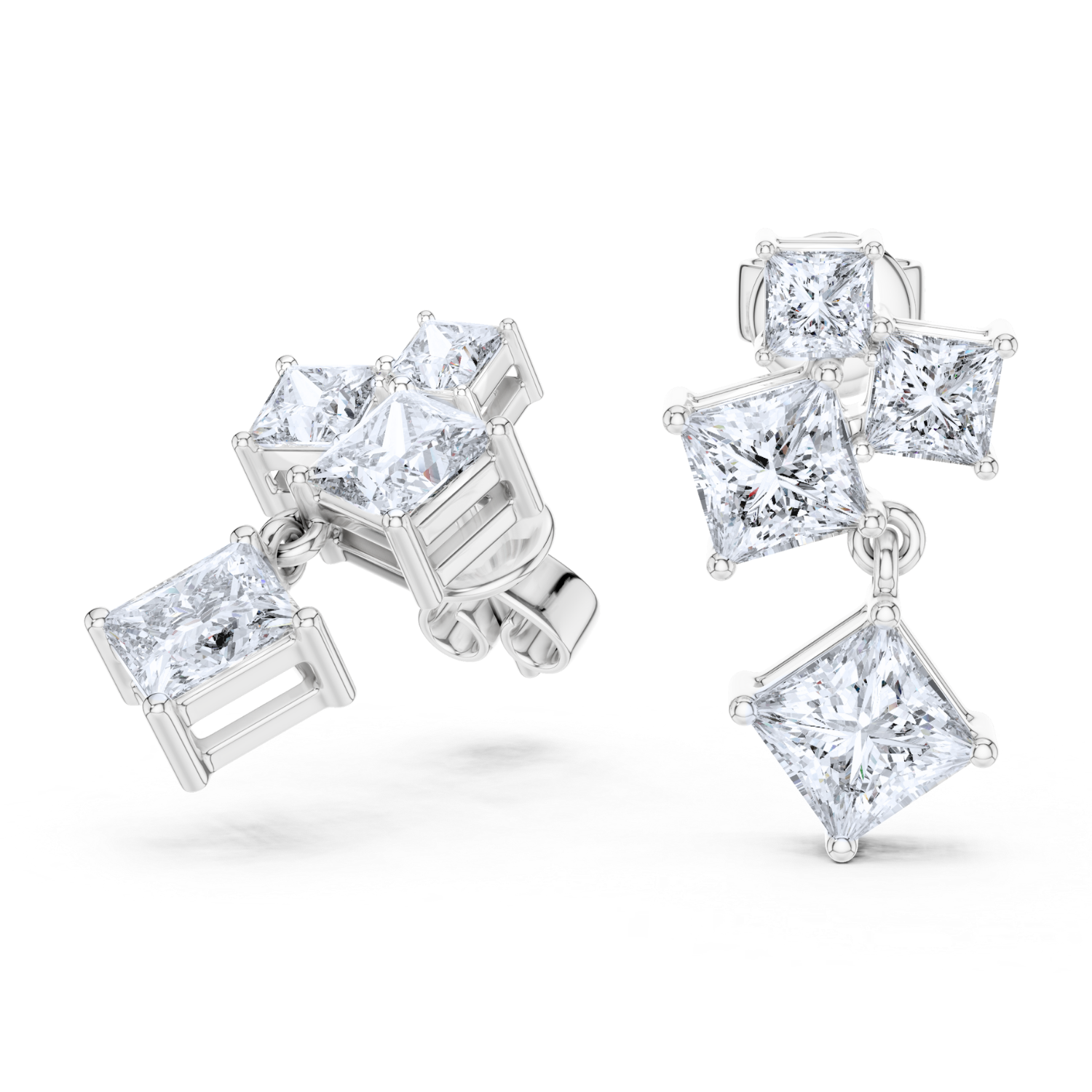 Regal Radiance Princess-Cut Earrings
