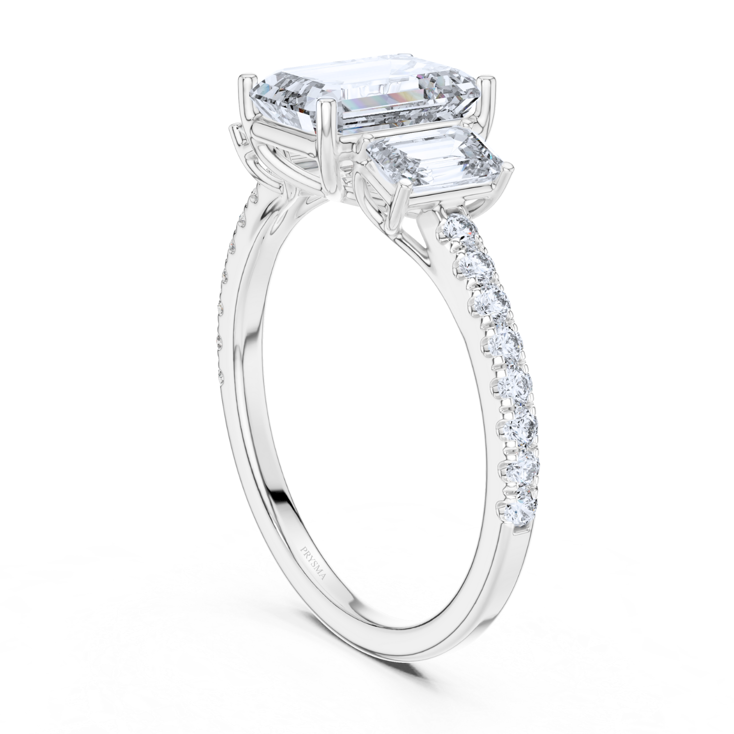 Regal Brilliance Emerald-Cut Three-Stone Ring
