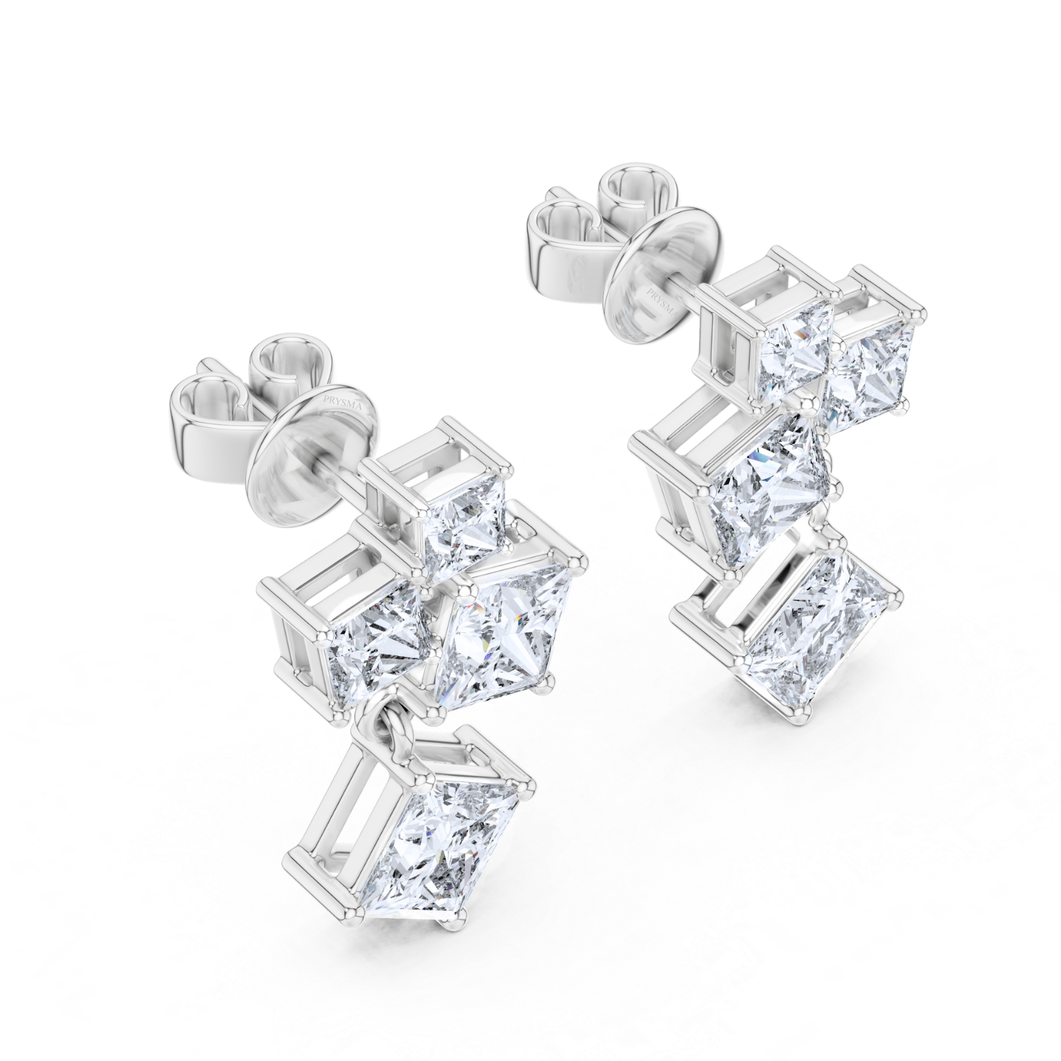 Regal Radiance Princess-Cut Earrings