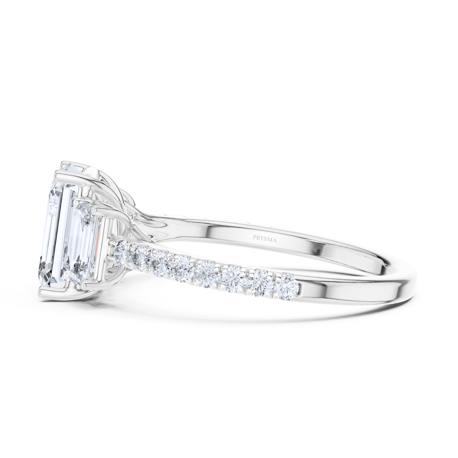 Regal Brilliance Emerald-Cut Three-Stone Ring