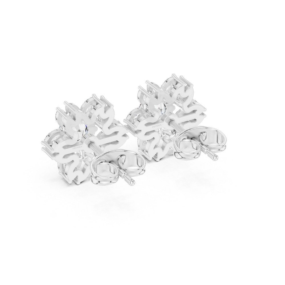 Floral Marquise Diamond Cluster Stud Earrings