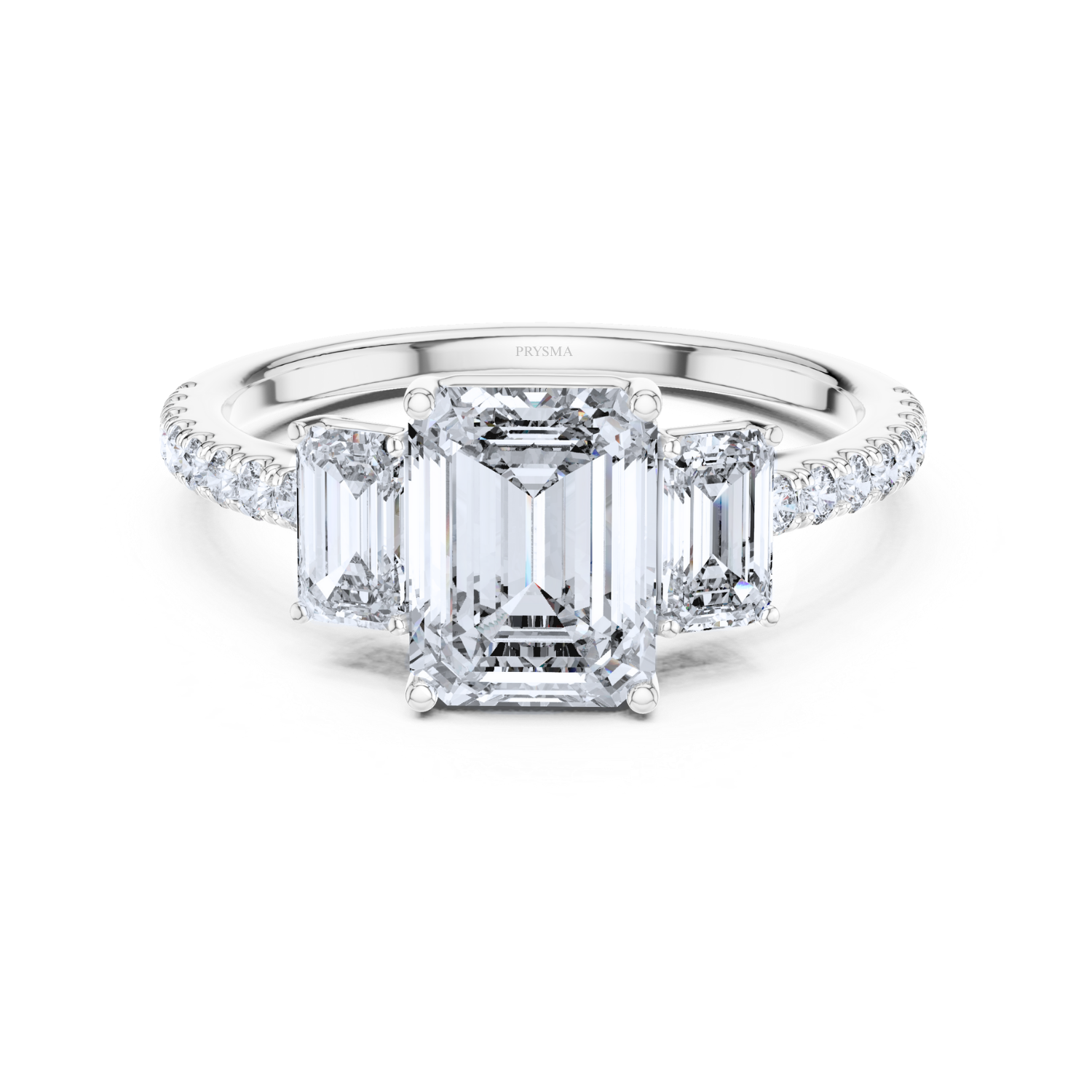 Regal Brilliance Emerald-Cut Three-Stone Ring