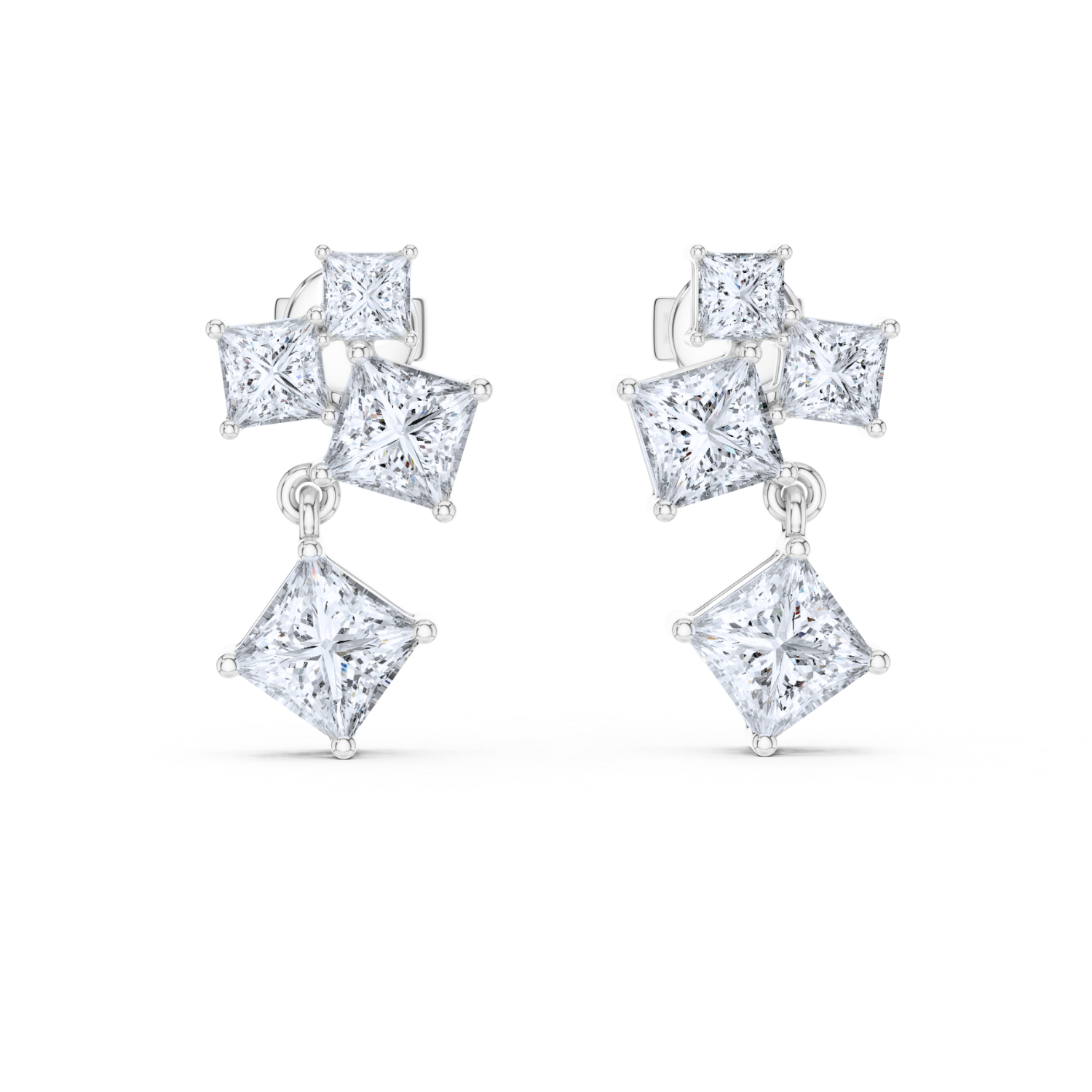 Regal Radiance Princess-Cut Earrings