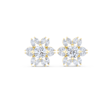 Floral Marquise Diamond Cluster Stud Earrings