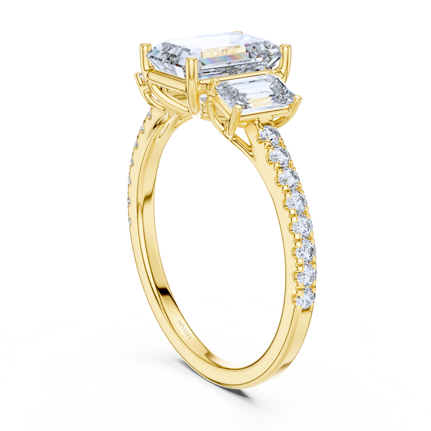 Regal Brilliance Emerald-Cut Three-Stone Ring