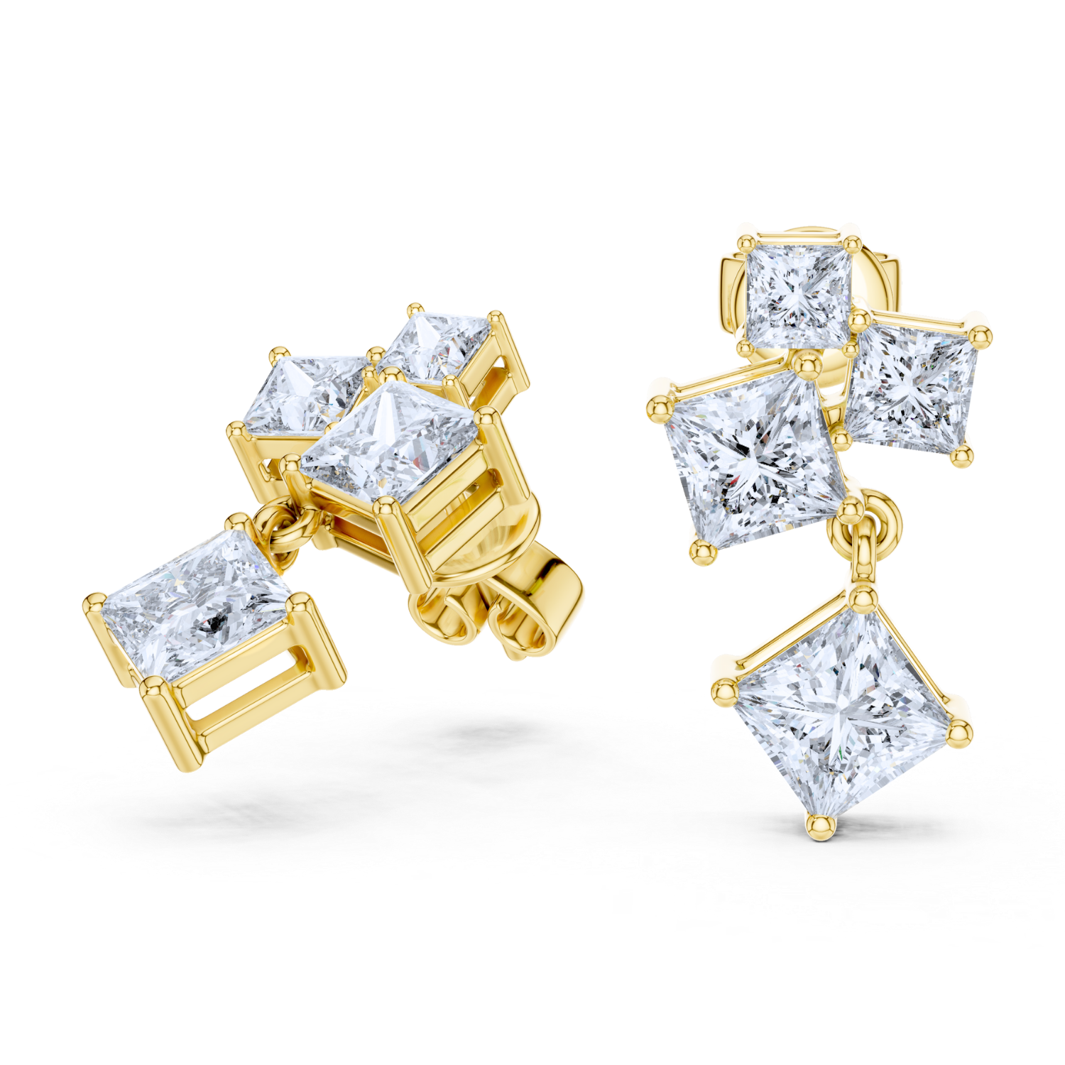 Regal Radiance Princess-Cut Earrings