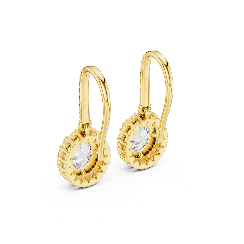 Radiant Halo Oval Drop Diamond Earrings