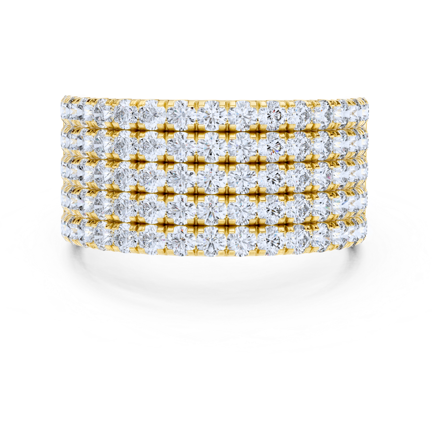 Wide Multi-Row Diamond Band Ring