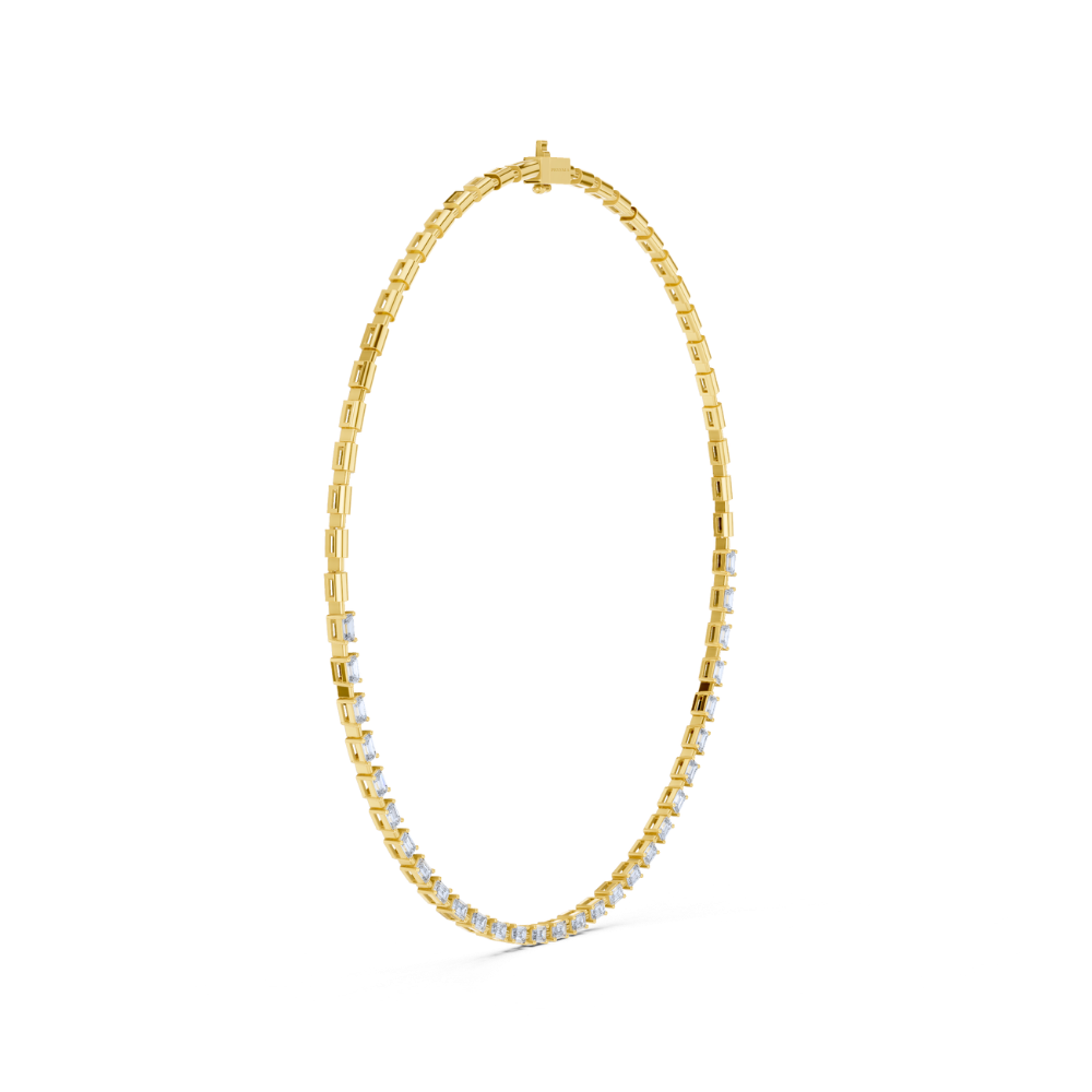 Lucent Emerald-Cut Diamond Tennis Necklace