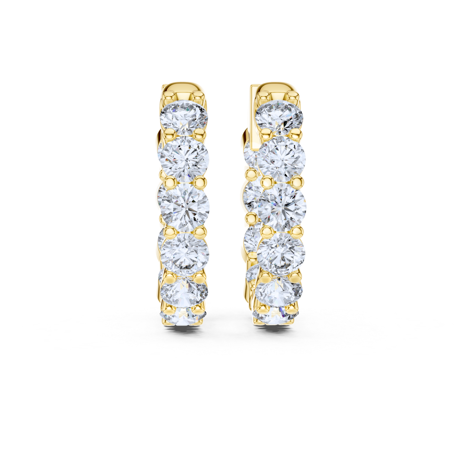 Single Row Vault Lock Diamond Earring Hoops