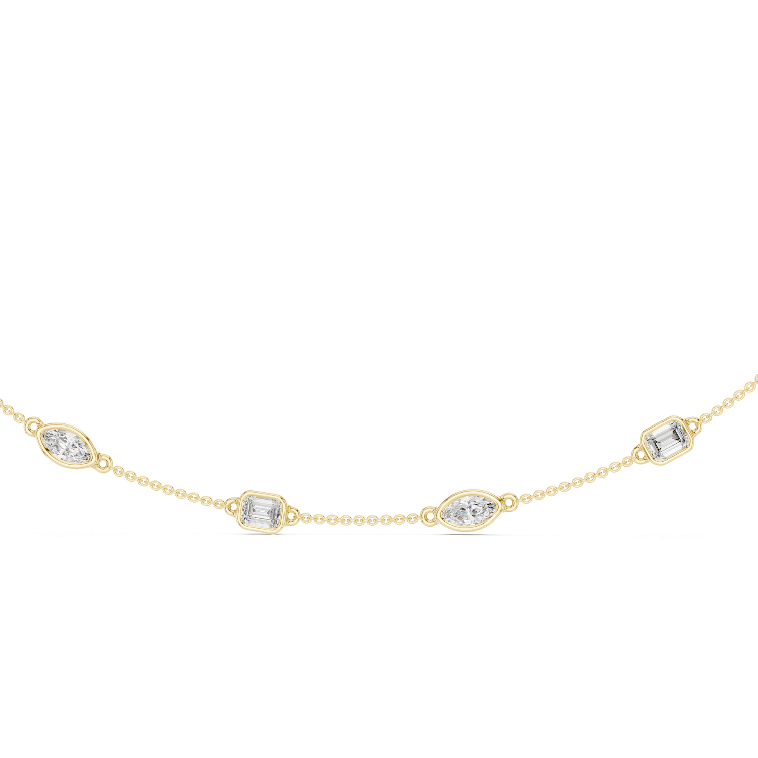 Bezel-Set Diamond Station Necklace