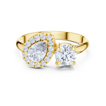 Pear & Round Dual Stone Halo Ring