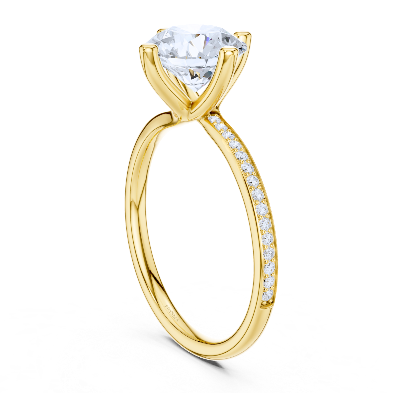 Classic Round Solitaire Pave Ring