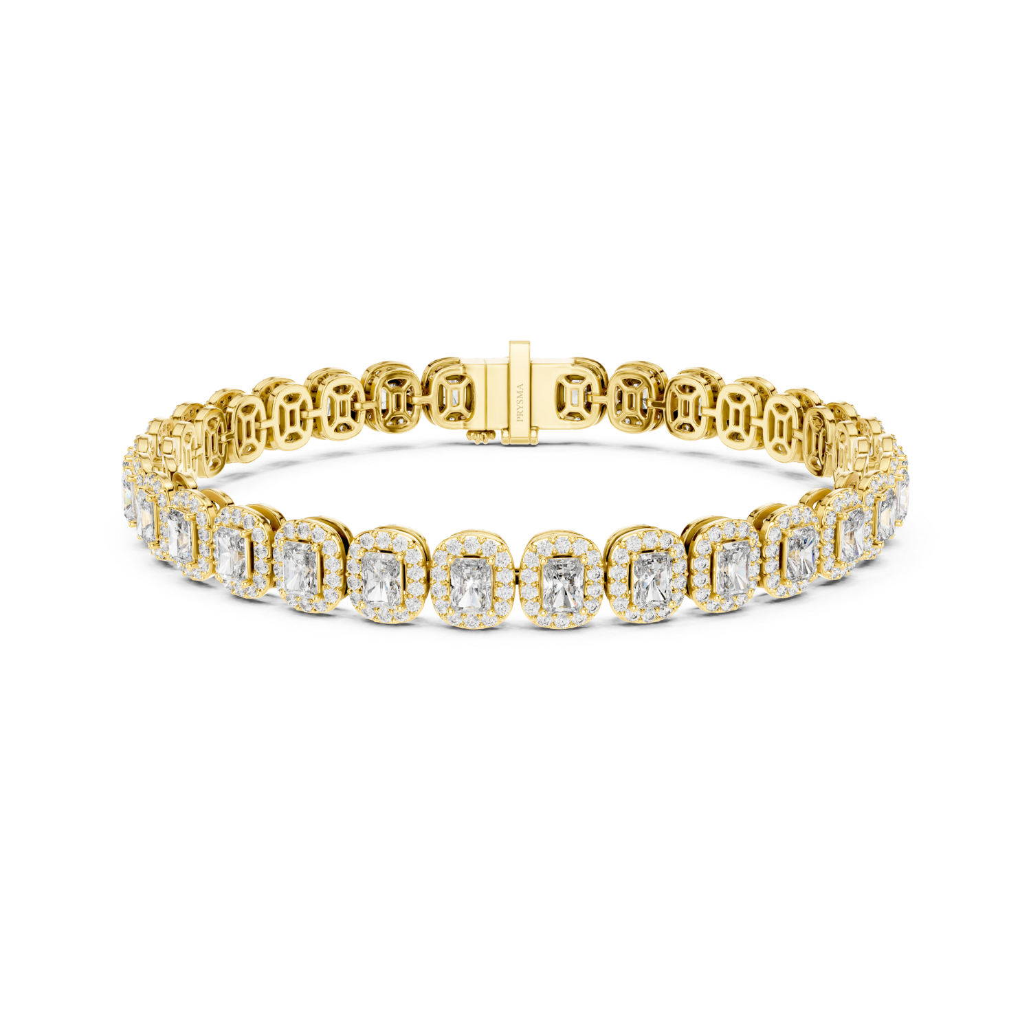 Radiant-Cut Diamond Halo Tennis Bracelet
