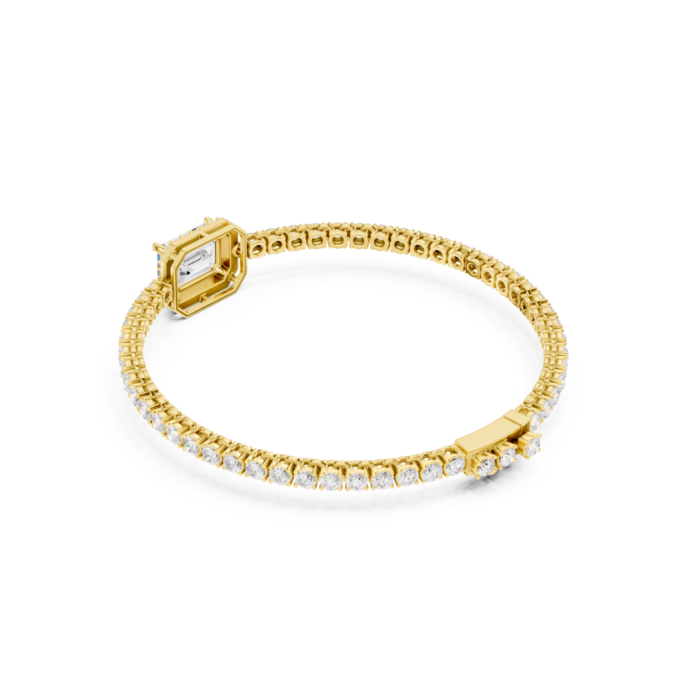 Solara Emerald-Cut Halo Diamond Bracelet