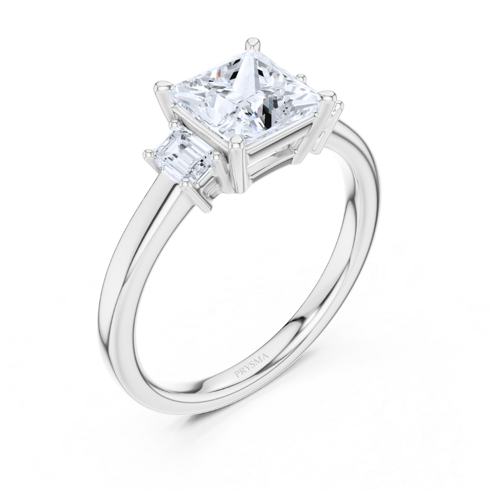 Regal Radiance Princess-Cut Three-Stone Ring
