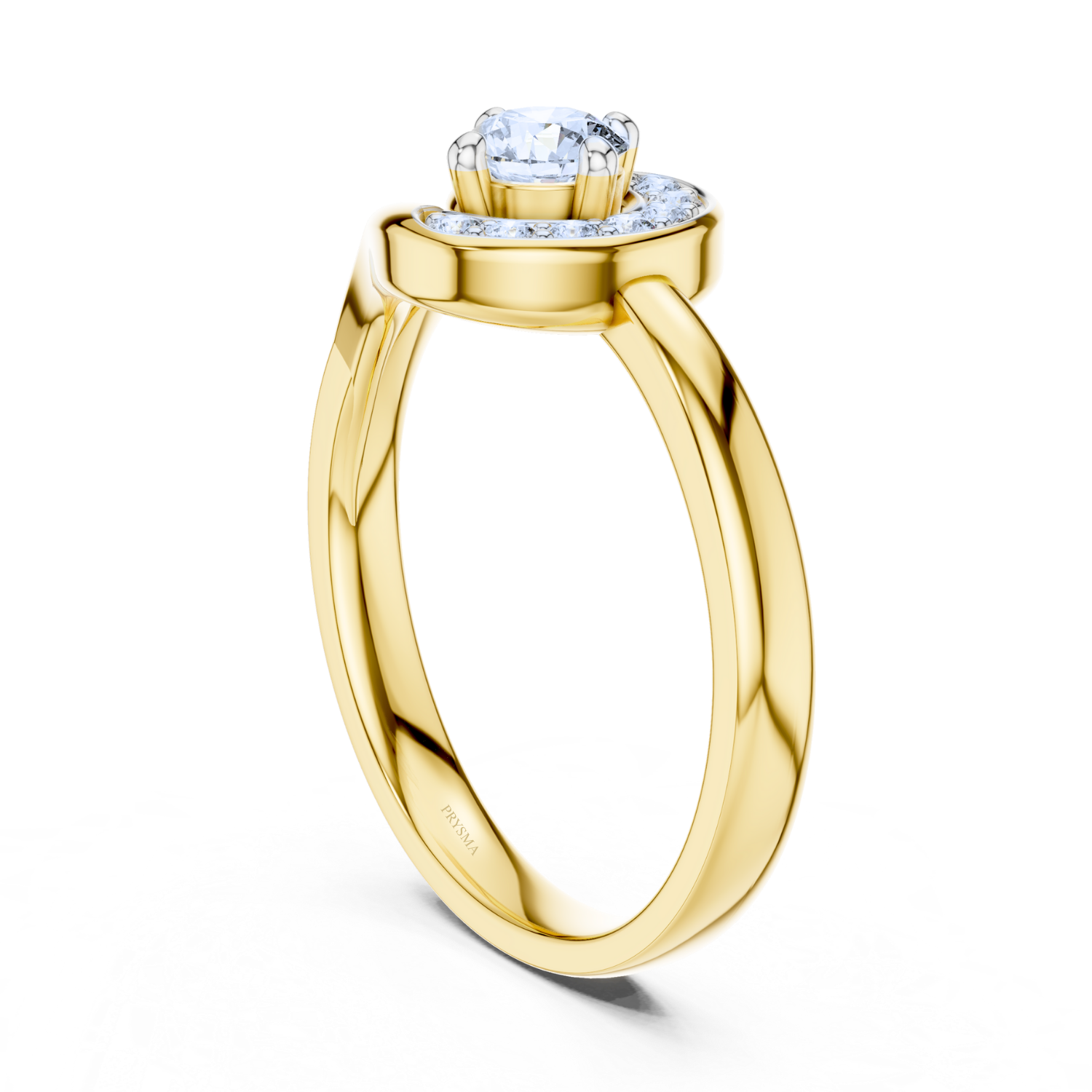 Crescent Halo Diamond Ring