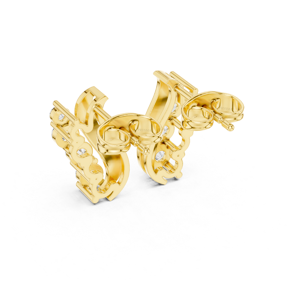 Curved Vine Diamond Stud Earrings