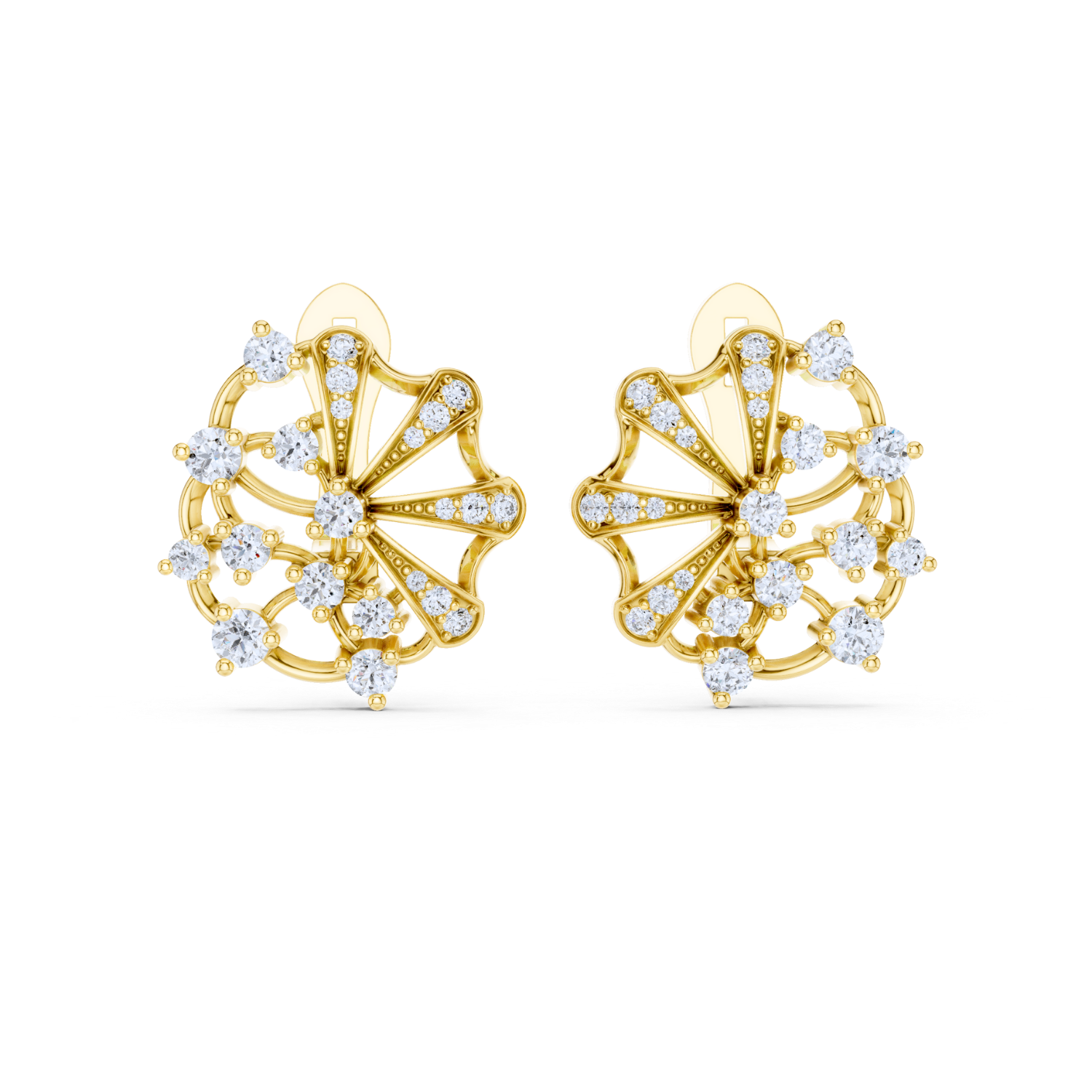 Fan-Inspired Diamond Earrings