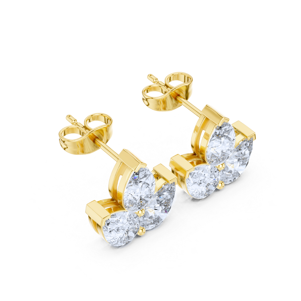 Triple Bloom Pear Diamond Earrings