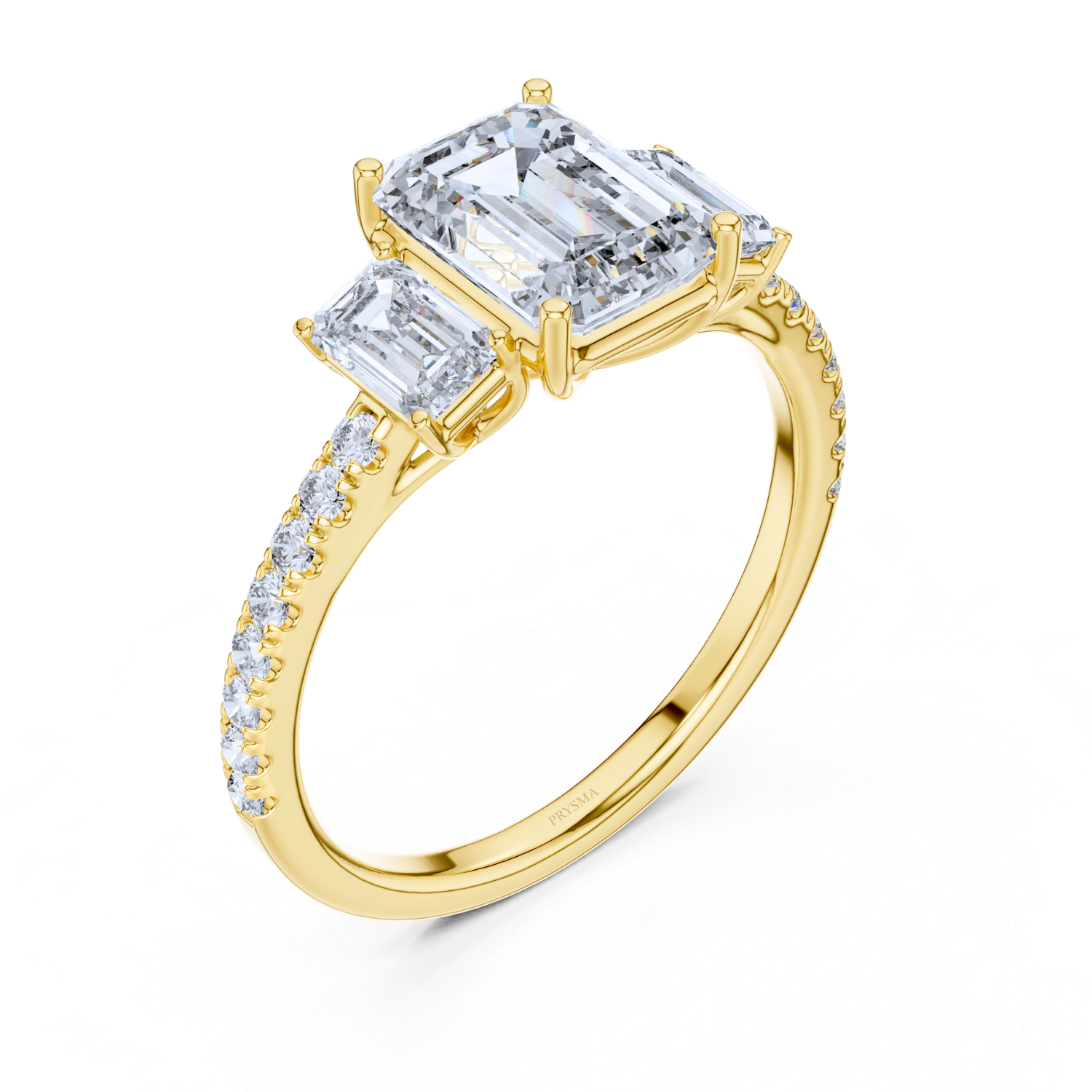 Regal Brilliance Emerald-Cut Three-Stone Ring