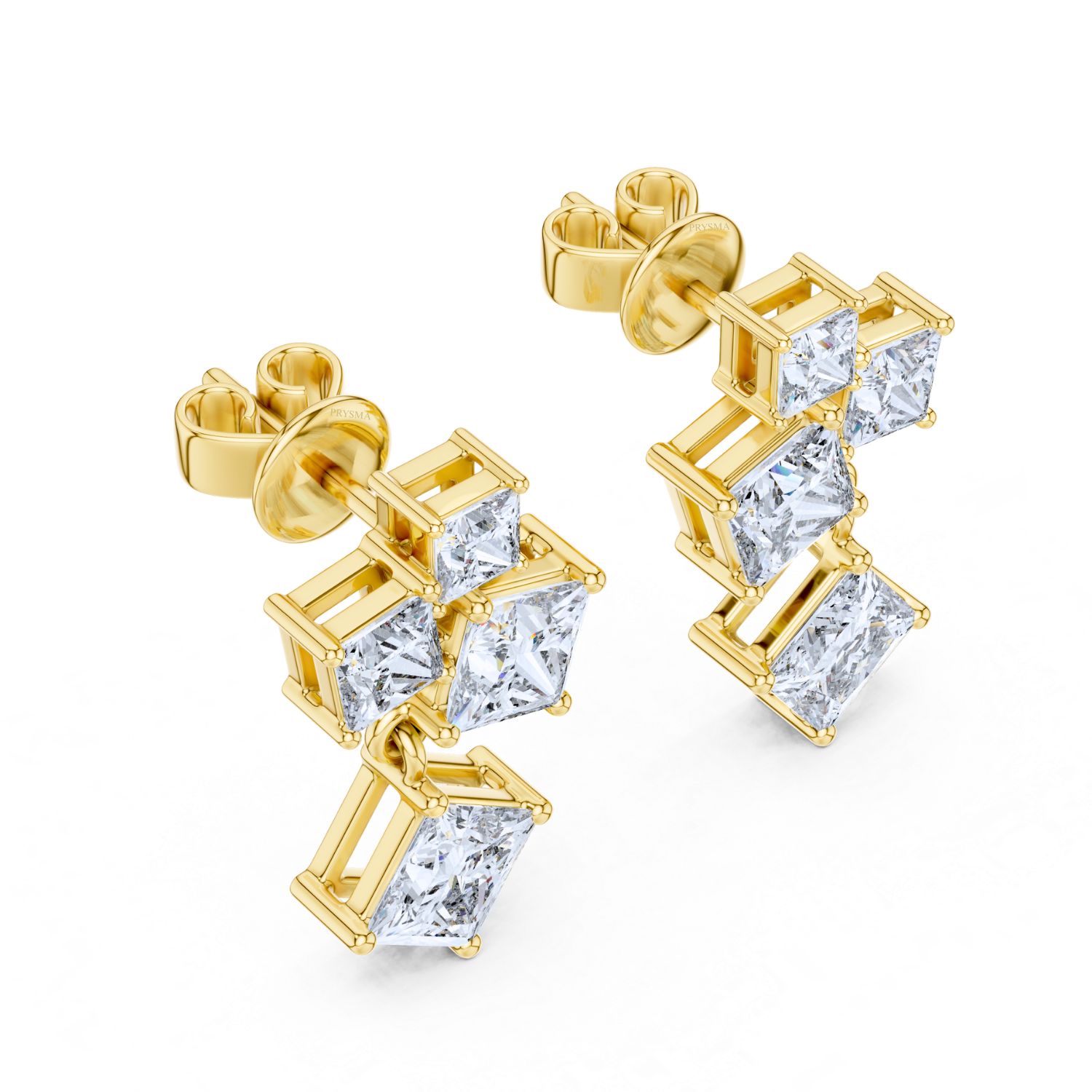 Regal Radiance Princess-Cut Earrings