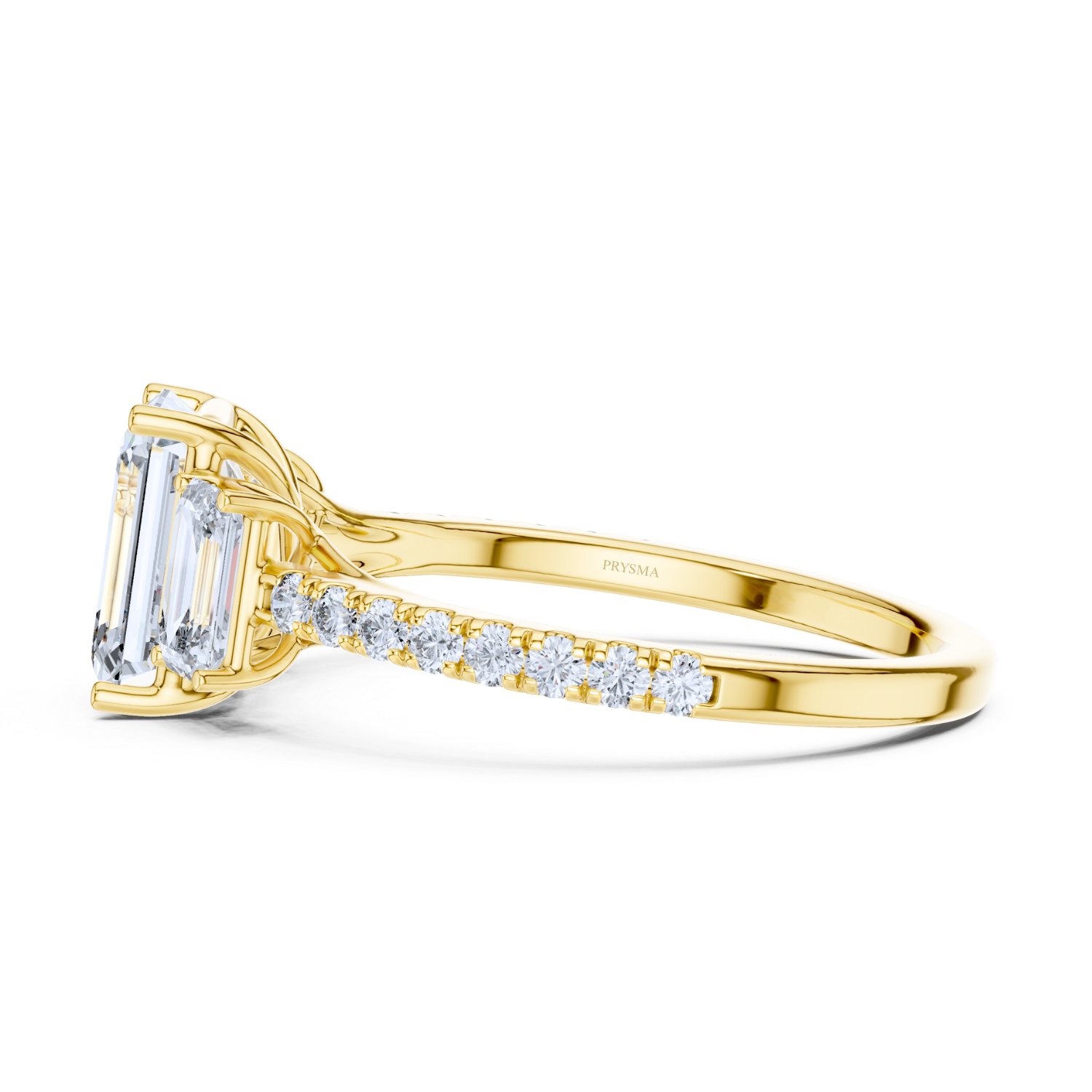 Regal Brilliance Emerald-Cut Three-Stone Ring