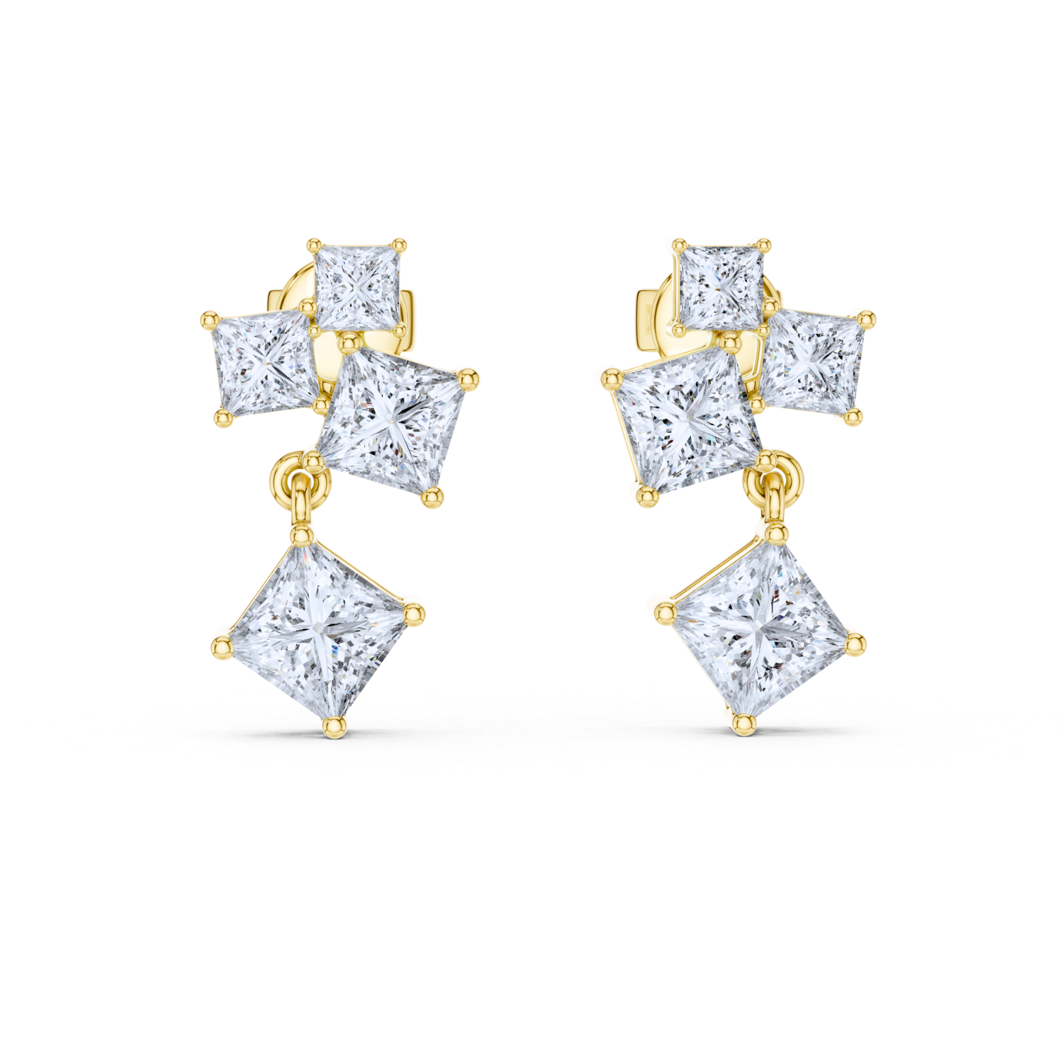 Regal Radiance Princess-Cut Earrings