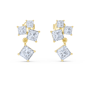 Regal Radiance Princess-Cut Earrings