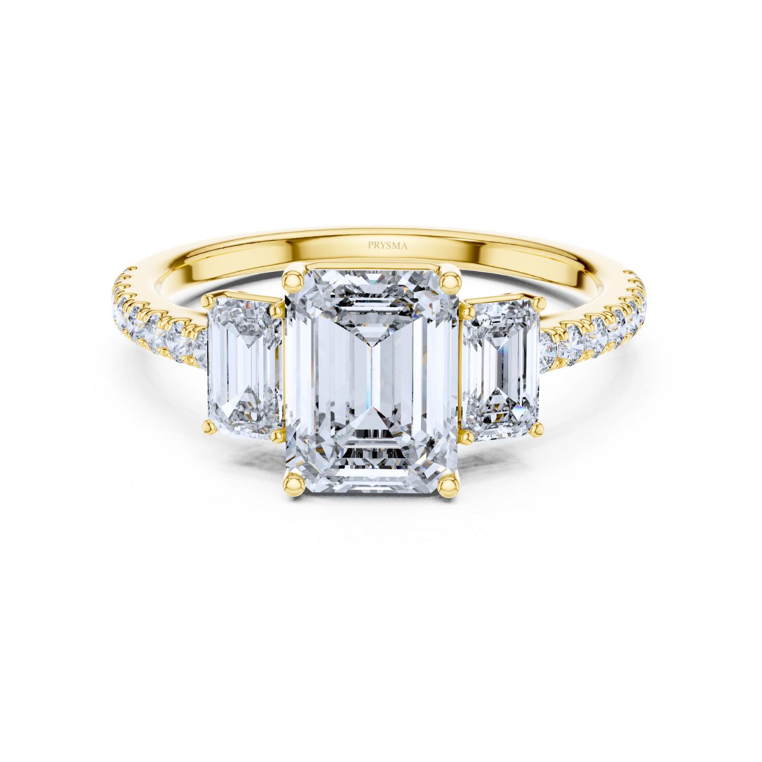 Regal Brilliance Emerald-Cut Three-Stone Ring