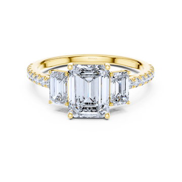 Regal Brilliance Emerald-Cut Three-Stone Ring