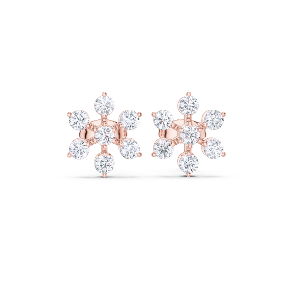 Radiant Snowflake Diamond Stud Earrings