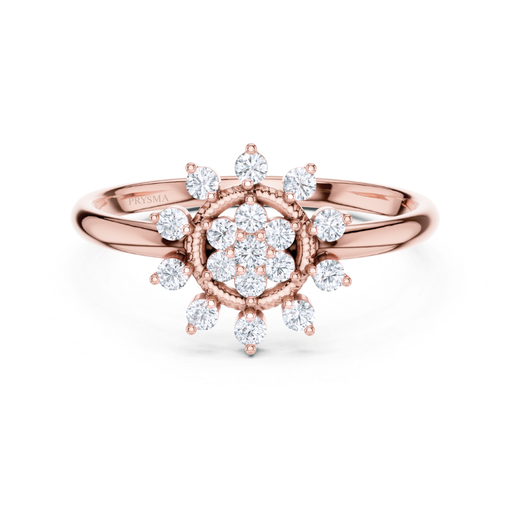 Radiant Halo Sunflower Diamond Ring