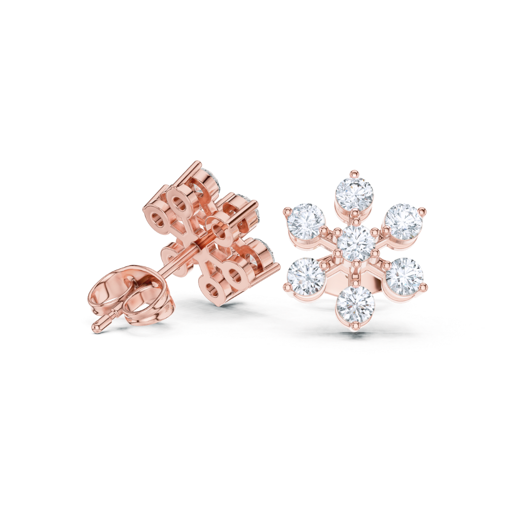 Radiant Snowflake Diamond Stud Earrings