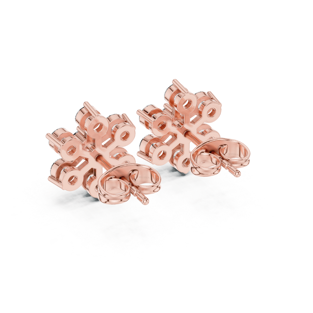 Radiant Snowflake Diamond Stud Earrings