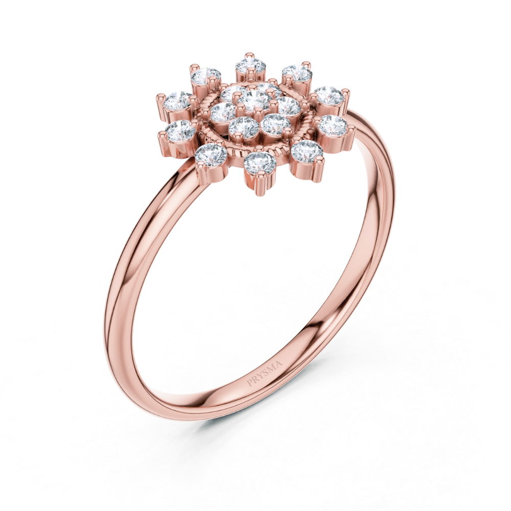 Radiant Halo Sunflower Diamond Ring