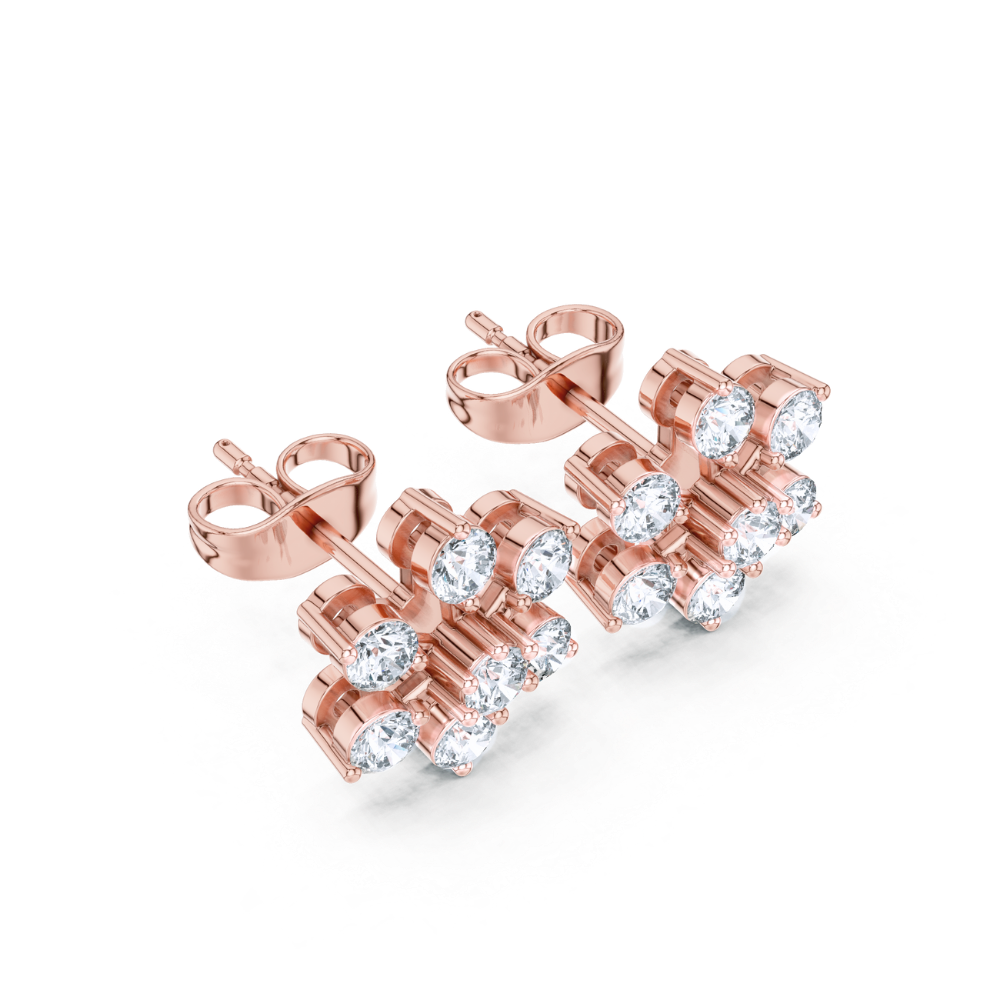 Radiant Snowflake Diamond Stud Earrings