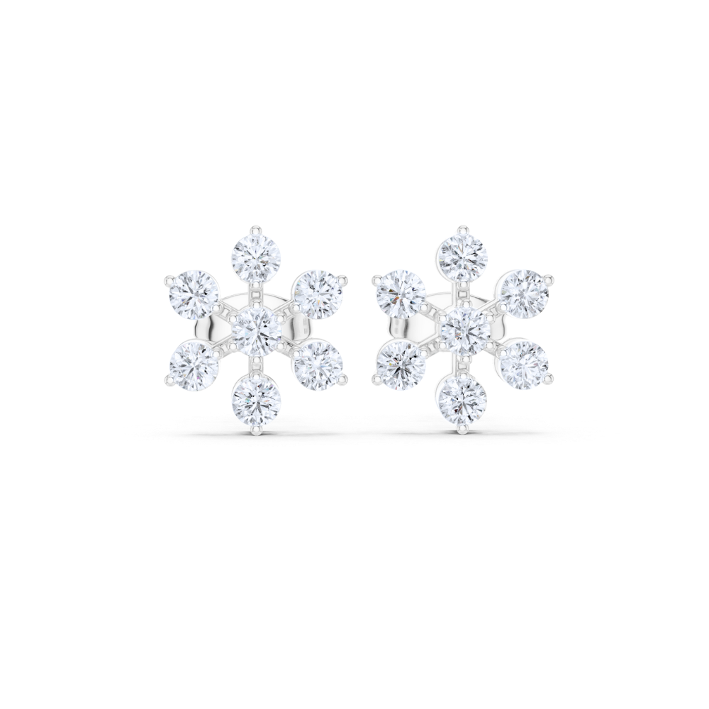 Radiant Snowflake Diamond Stud Earrings